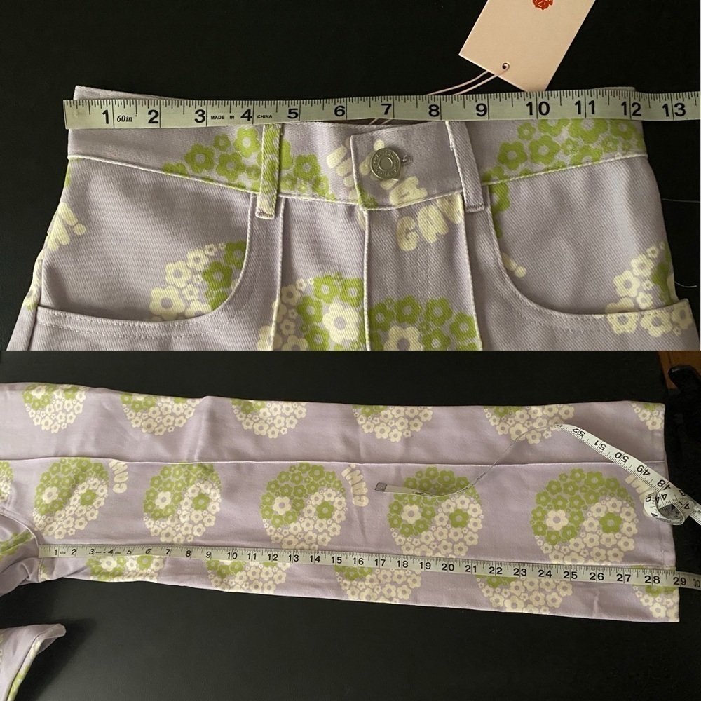 LSG Jean UO Exclusive Printed Robyn Yin Yang Floral Peace Lavender Retro 25 NWT - Picture 7 of 7